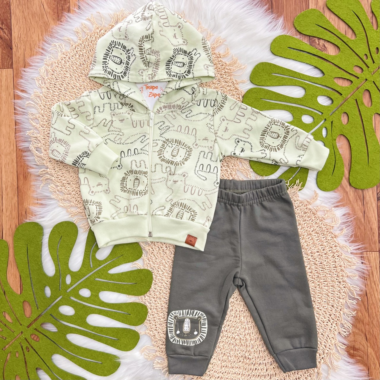 Conj. Jaqueta Tiger e Calça de Moletom - Verde e Verde Musgo